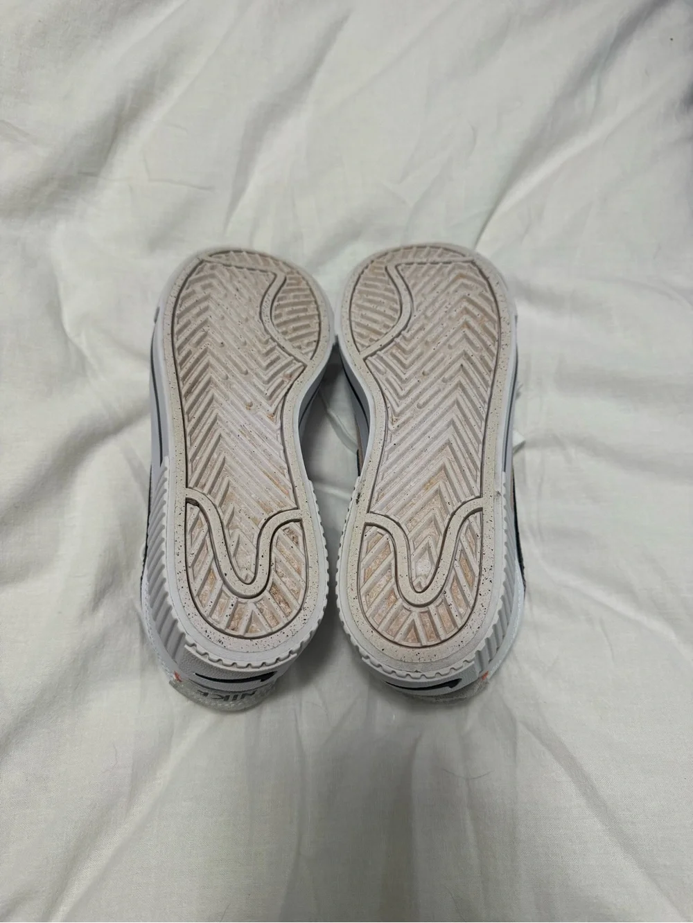 Nike White Leather Platform Sneakers with Black Swoosh and Tan Trim - Picture 7 of 8
